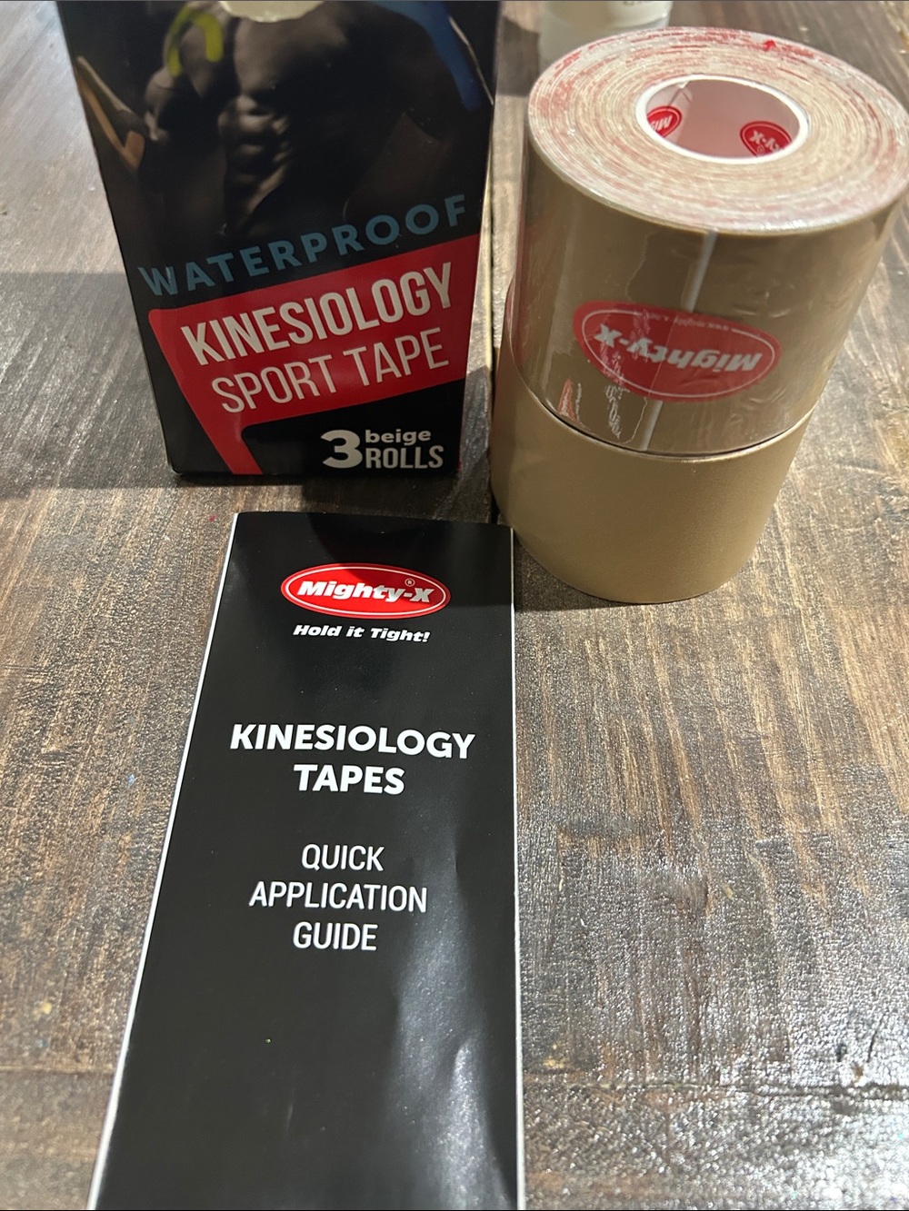 Mighty-X Waterproof Kinesiology Sport Tape — Beige (2 Rolls)